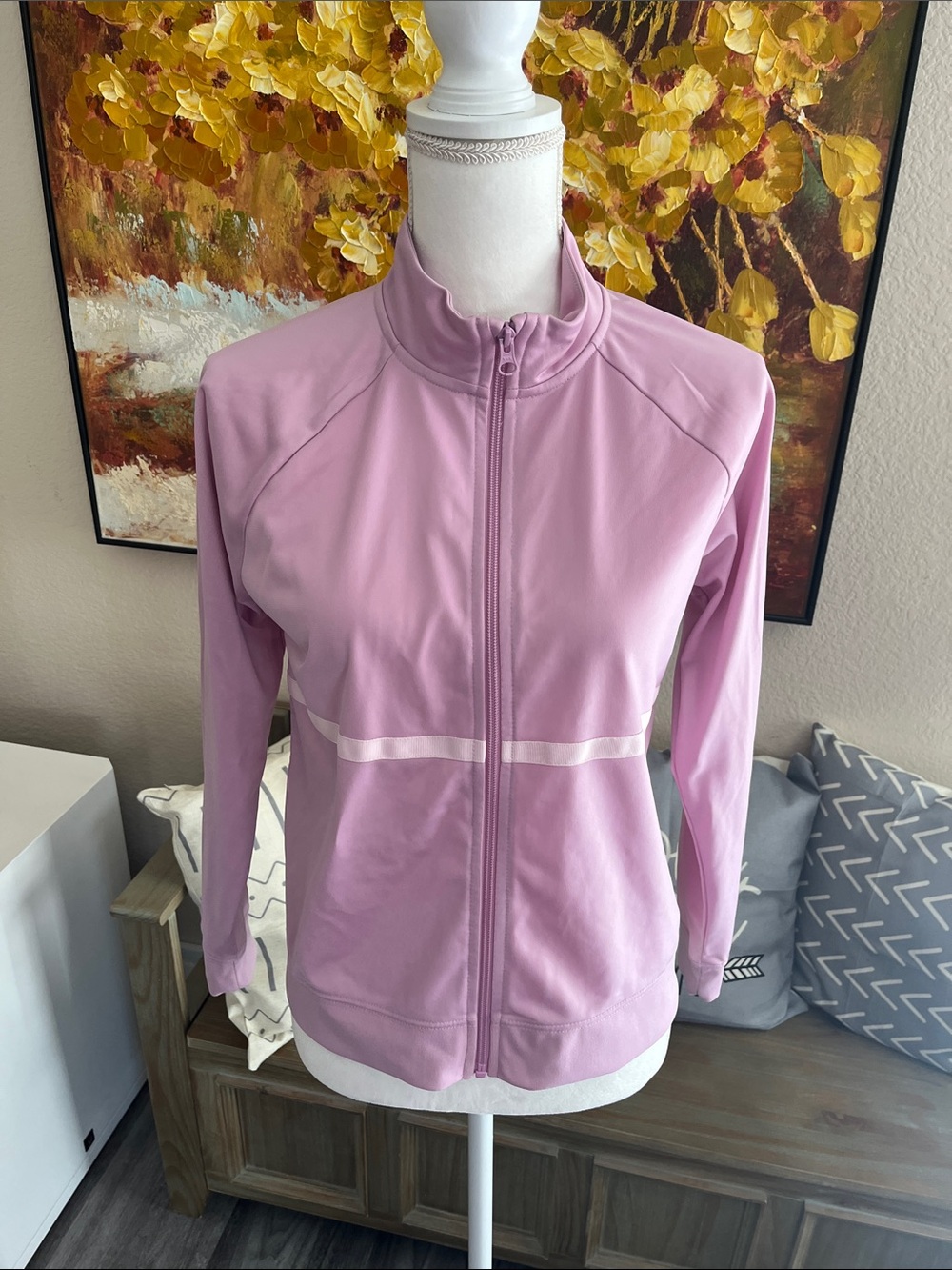 Athletic Pink Full-Zip Bomber Jacket